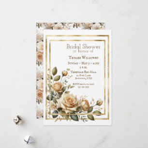 Convite de Chá de Noiva Ivory Cream Boho Roses
