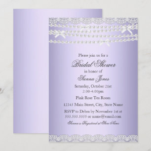Convite de Chá de Noiva Lace & Pearl Roxo