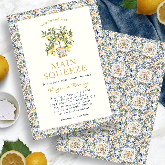 Convite de Chá de Noiva Limão (Lemon Bridal Shower Invitation
)
