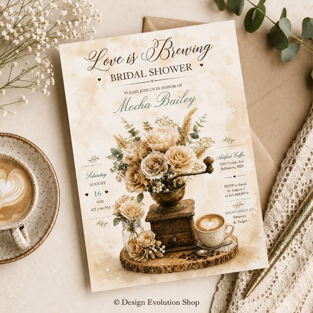 Convite de Chá de Noiva Love Is Brewing  (Criador carregado)