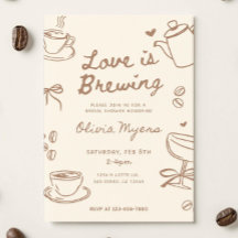 Convite de Chá de Noiva Love is Brewing: Café 