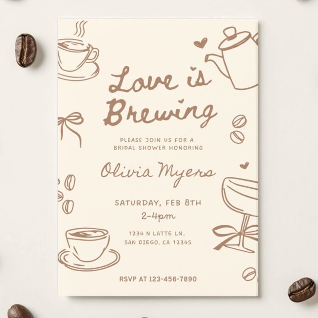 Convite de Chá de Noiva Love is Brewing: Café  (Criador carregado)