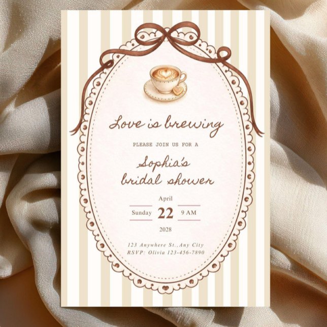 Convite de Chá de Noiva Love Is Brewing | Café (Criador carregado)