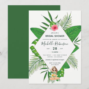 Convite de Chá de Noiva Luau Havaiano Aloha