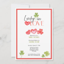 Convite de Chá de Noiva Lucky in Love Folha e Cora