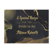 Convite de Chá de Noiva Mármore Preto e Dourado