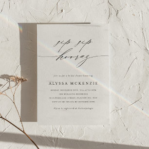Convite de Chá de Noiva Minimalista Sip Sip Hooray