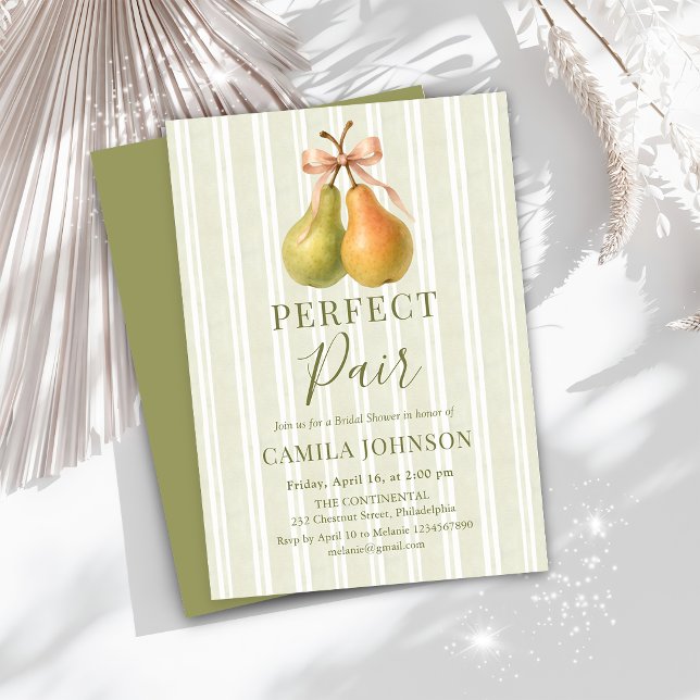 Convite de Chá de Noiva Pérola Verde Par Perfeito (Criador carregado)