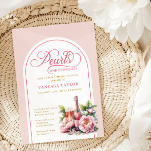 Convite de Chá de Noiva Pérolas Elegantes e Prosec