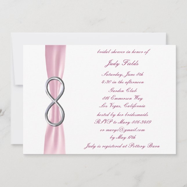 Convite de Chá de Noiva Pink Infinity (Frente)