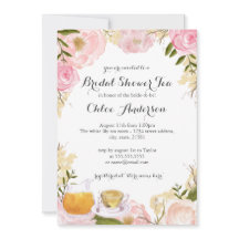 Convite de Chá de Noiva Pink Rose Teacup