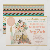Convite de Chá de Noiva Pow Wow Tribal Teepee