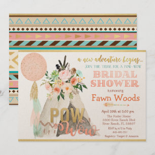 Convite de Chá de Noiva Pow Wow Tribal Teepee