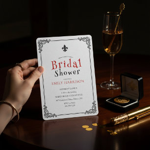 Convite de Chá de Noiva Preto e Branco Clássico