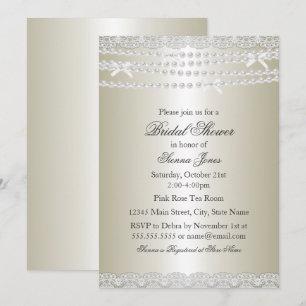 Convite de Chá de Noiva Pretty Lace & Pearl