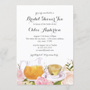 Convite de Chá de Noiva Pretty Pink Rose Teacup