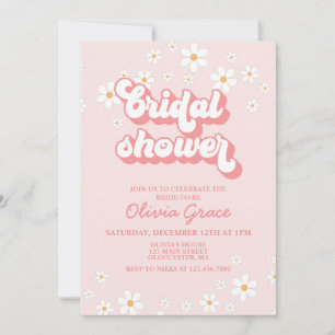 Convite de Chá de Noiva Rosa Retro Daisy