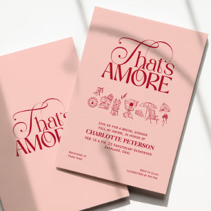 Convite de Chá de Noiva rosa suave That's Amore Re