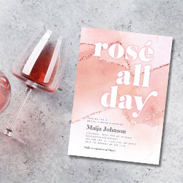 Convite de Chá de Noiva Rosé o Dia Inteiro