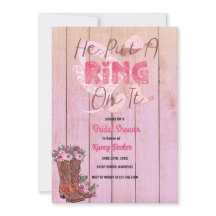 Convite de Chá de Noiva Rústico de Cowgirl Western