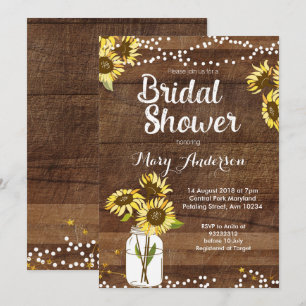 Convite de Chá de Noiva Rústico Girassol