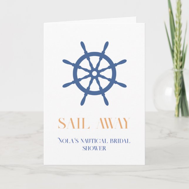 Convite de Chá de Noiva Sail Away Nautical Beach (Frente)