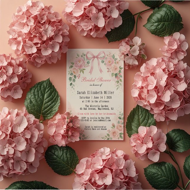 Convite de Chá de Noiva Shabby Chic com Laço Rosa (Criador carregado)