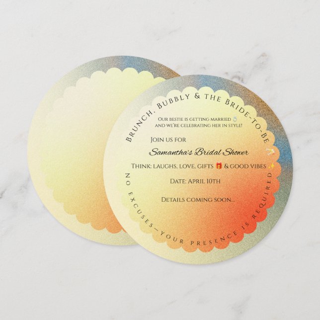 Convite de Chá de Noiva Sunset Glow – Gradiente Re (Frente/Verso)