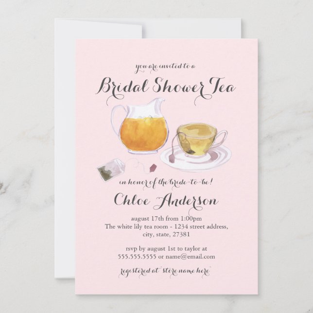 Convite de Chá de Noiva Sweet Teacup para Festa de (Frente)