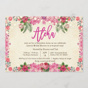 Convite de Chá de Noiva Tropical Aloha Luau