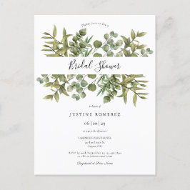Convite de Chá de Noiva Verde Floresta Eucalipto