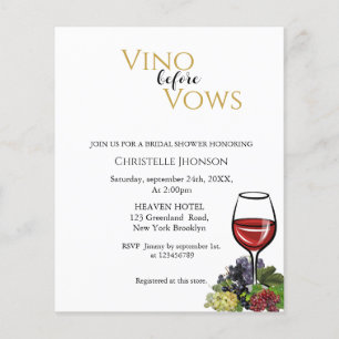Convite de chá de noiva Vino before vows