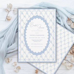 Convite de Chá de Noiva Vintage Blue Bows
