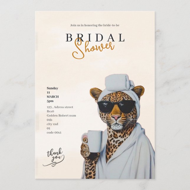 convite de chá de panela boho leopardo (Frente)