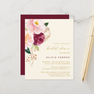 Convite de chá de panela com flores elegantes e or
