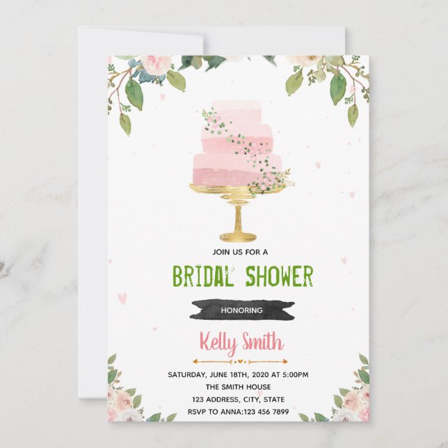 Convite de chá de panela de bolo doce de amor (Frente)