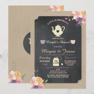 Convite de Chá de Panela de Casal LOVE IS BREWING