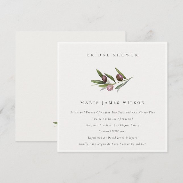 Convite de Chá de panela de Folhagem de Branch Mín (Frente/Verso)