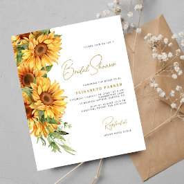 Convite de chá de panela de girassóis elegante e e