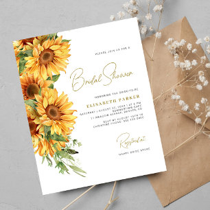 Convite de chá de panela de girassóis elegante e e