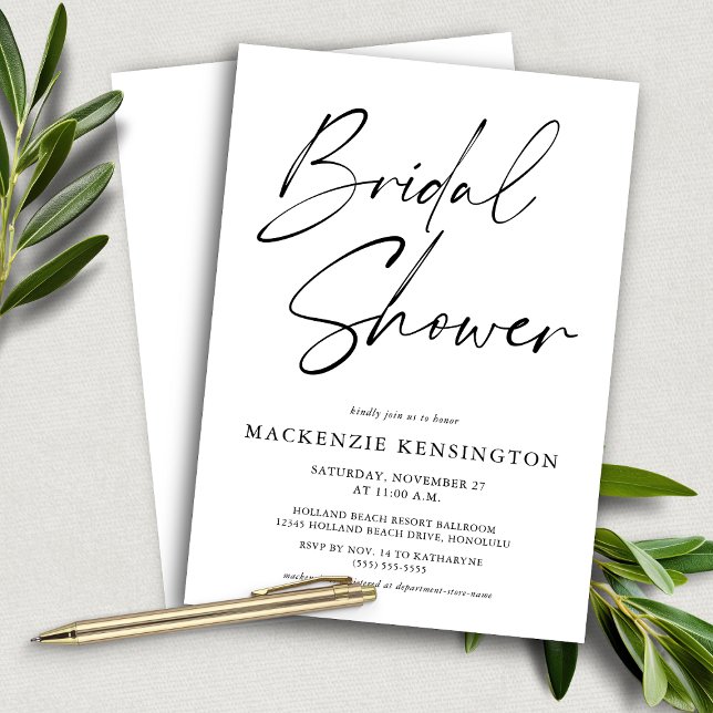 Convite de Chá de panela Elegante Simples Chic de  (Budget Chic Simple Elegant Bridal Shower Invitation)