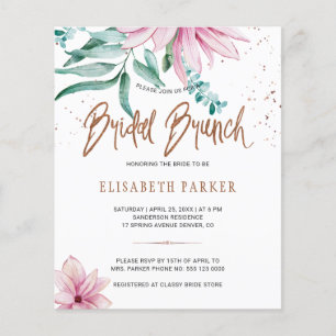 Convite de chá de panela floral chique para brunch