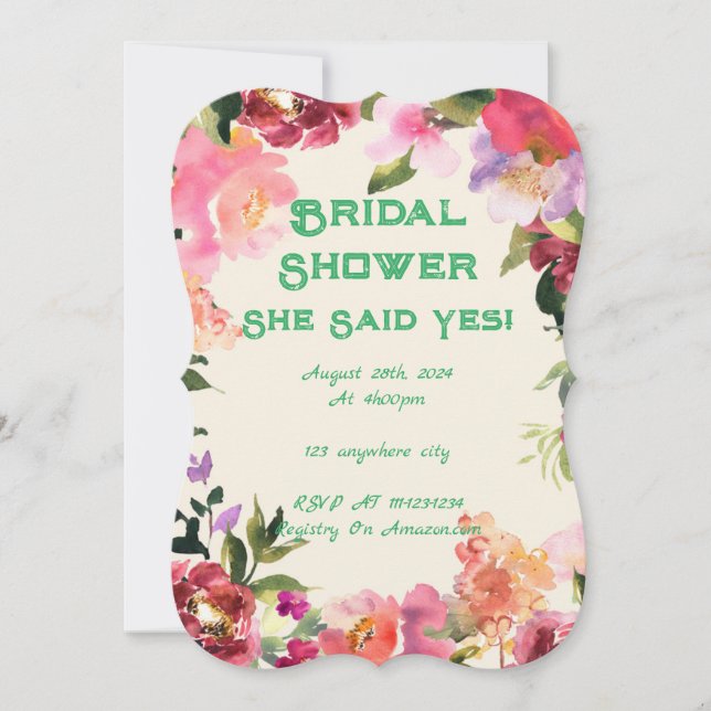 Convite de chá de panela floral rosa botânico (Frente)