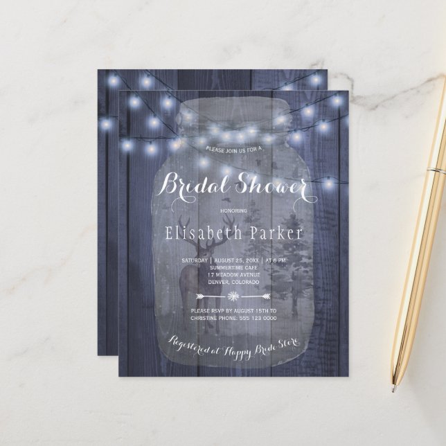 Convite de chá de panela rústico de inverno econôm (Frente/Verso In Situ)