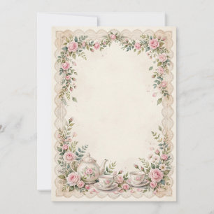 Convite de Chá Vintage com Rosas