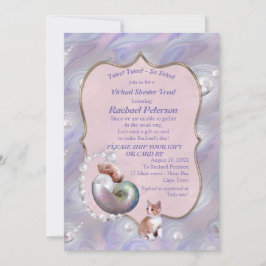 Convite de Chá Virtual para rosa-rosa para Baby Gi