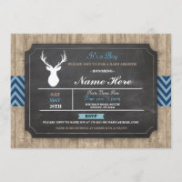 Convite de Chalk Antler Rústico para Chá de Bebê M