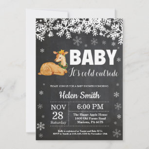 Convite de Chalkboard para Chá de Bebê de Inverno 