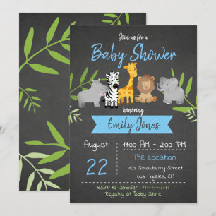 Convite de Chalkboard para Chá de Bebê Safari Meni