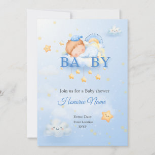 Convite de Chamada Azul Baby shower